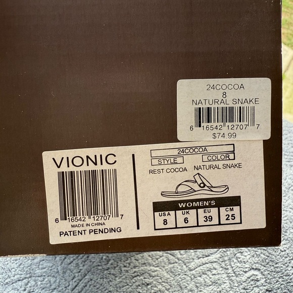 Vionic Cocoa Natural Snake Womens Sandal SZ 8. - Picture 7 of 7